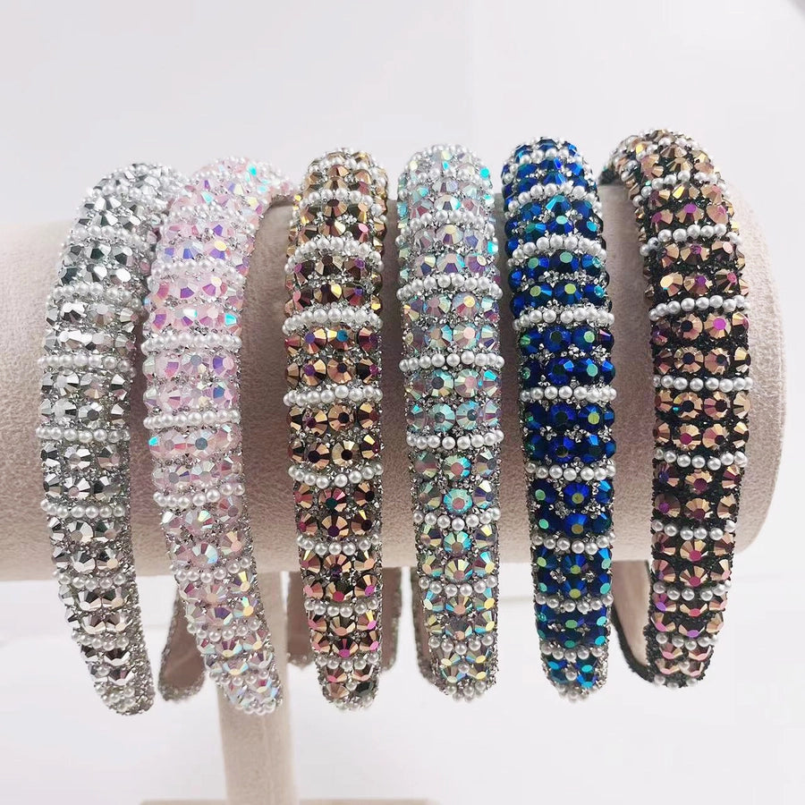 women's elegant lady geometric rhinestone hair band