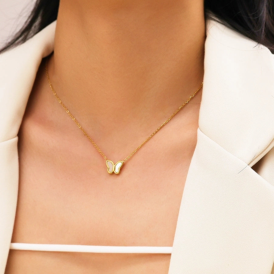 Jewelry Cute Romantic Simple Style Butterfly 304 Stainless Steel Pendant Necklace