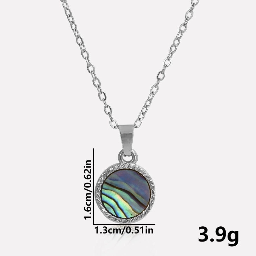 Jewelry Vintage Style Classic Style Round 304 Stainless Steel Shell Abalone Shell 18K Gold Plated Irregular Plating Charms Pendant Necklace