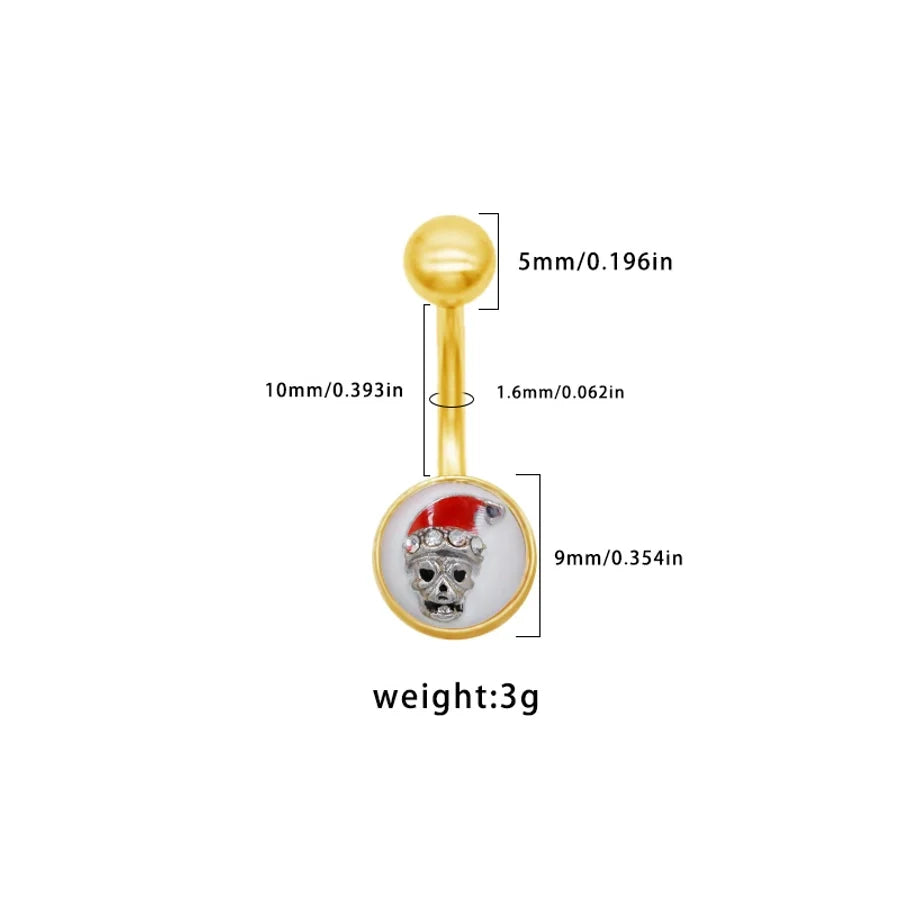 1 Piece Belly Rings Punk Simple Style Artistic Maple Leaf Rose 316 Stainless Steel  Alloy Epoxy Acrylic Rhinestones 18K Gold Plated