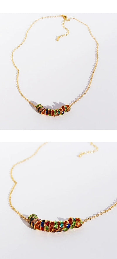 Brass 24K Gold Plated Beaded Plating Inlay Circle Zircon Brass Necklace