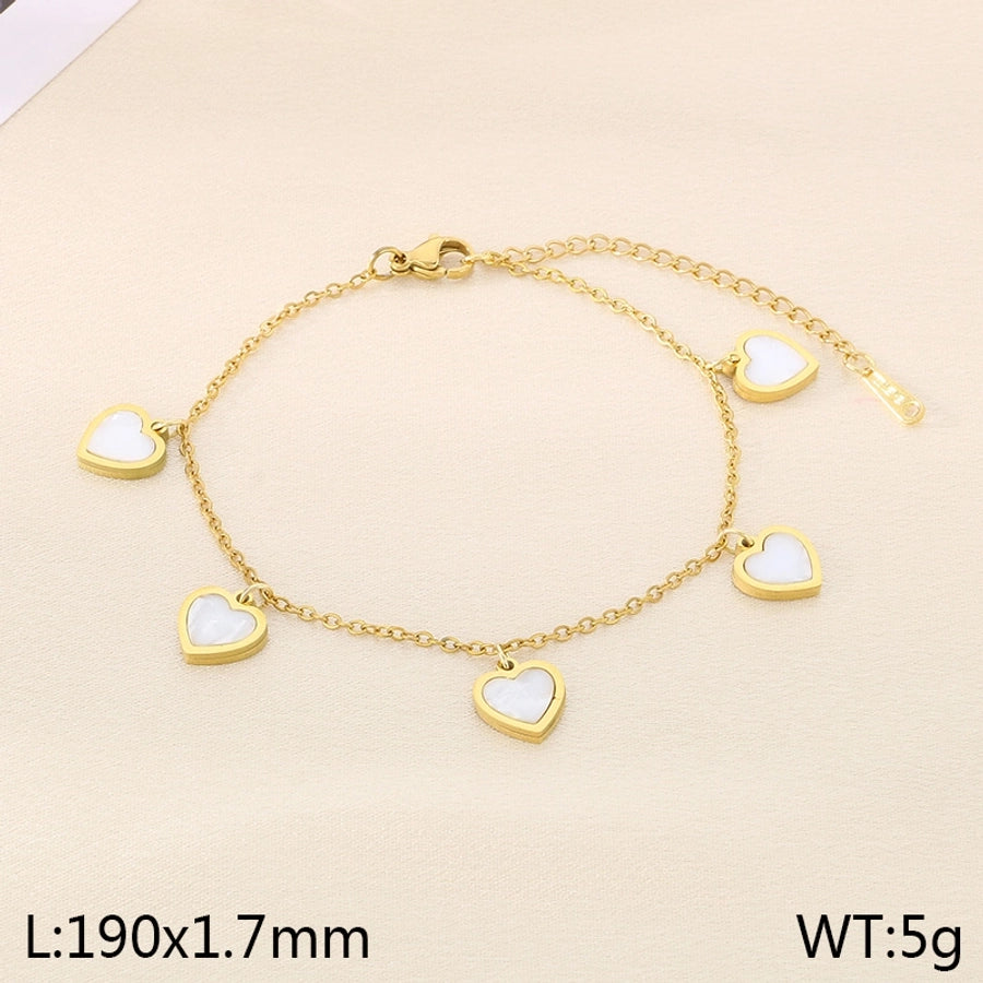 Simple Style Heart Shape 304 Stainless Steel 18K Gold Plated Bracelets In Bulk