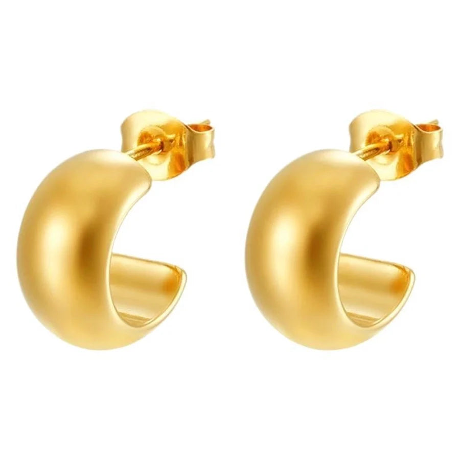 1 Pair Simple Style C Shape Solid Color 304 Stainless Steel Ear Studs