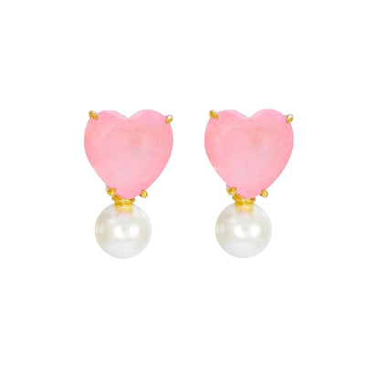 1 Pair Elegant Simple Style Heart Shape Plating Copper Drop Earrings