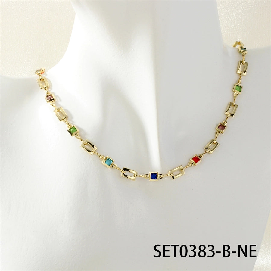 Jewelry IG Style Facial Features Eye  Face Copper Zircon Enamel Inlay Bracelets Necklace