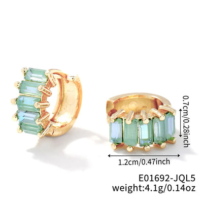 1 Pair Casual Glam Shiny Solid Color Inlay Copper Zircon K Gold Plated Rhodium Plated Ear clip