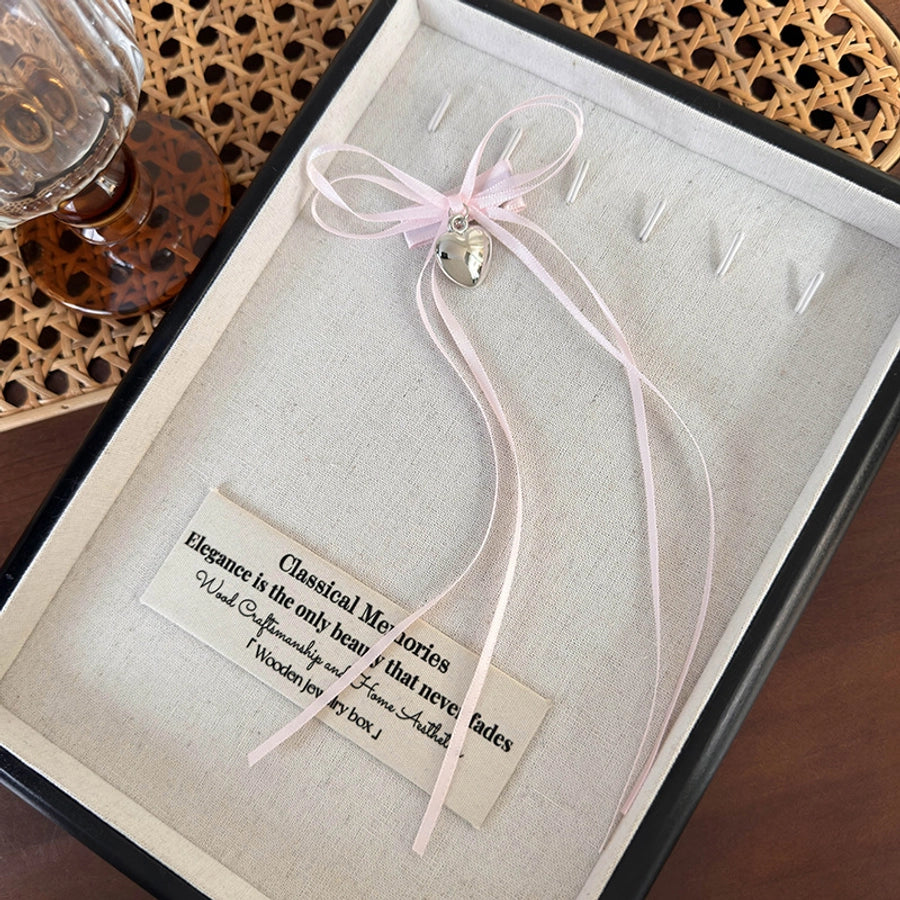 Women's Princess Cute Sweet Heart Shape Bow Knot Cloth Hair Clip