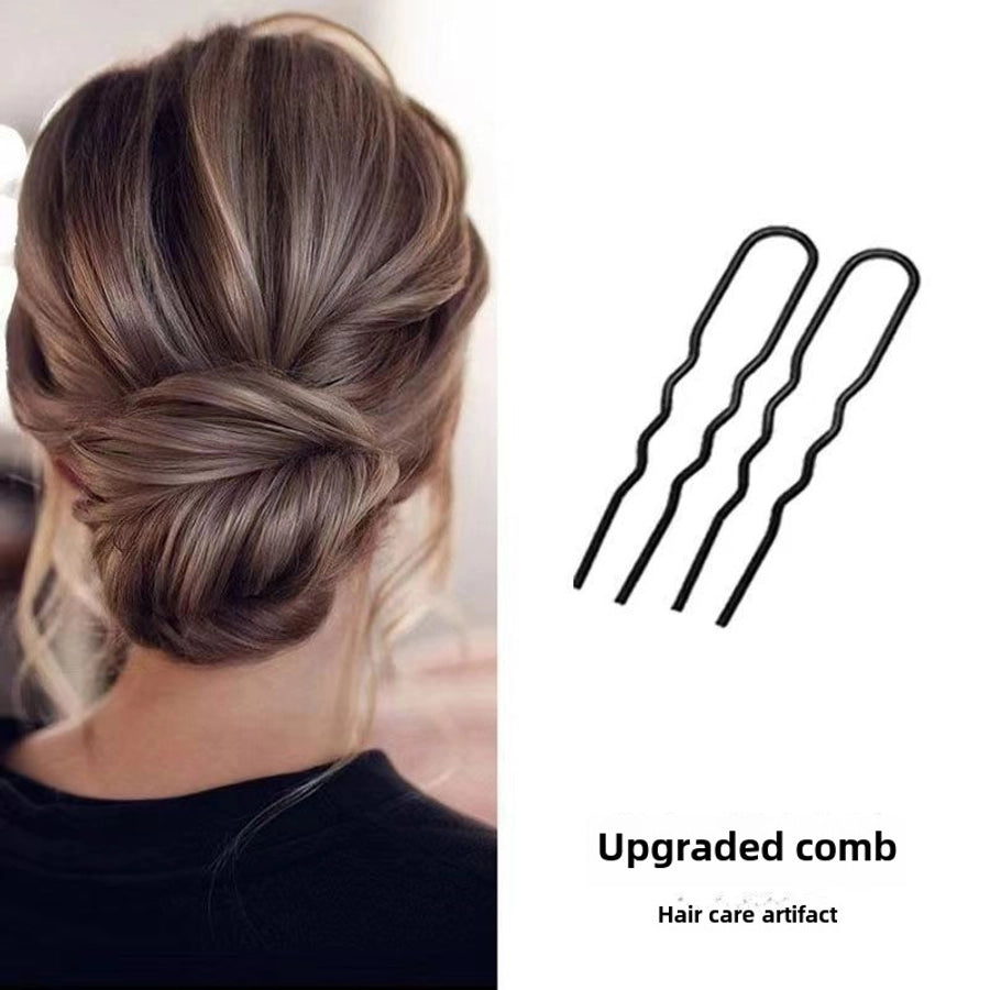 Lazy hair dish artifact meatball head comb hair comb hair clip inverted U-shaped hair clip professional styling headdress hair fork women
