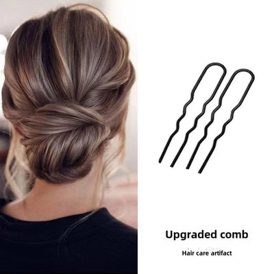 Lazy hair dish artifact meatball head comb hair comb hair clip inverted U-shaped hair clip professional styling headdress hair fork women