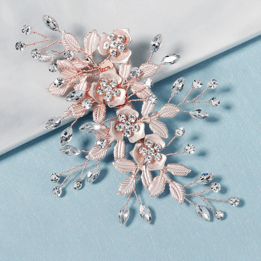 elegant flower rhinestone inlay rhinestones hair clip