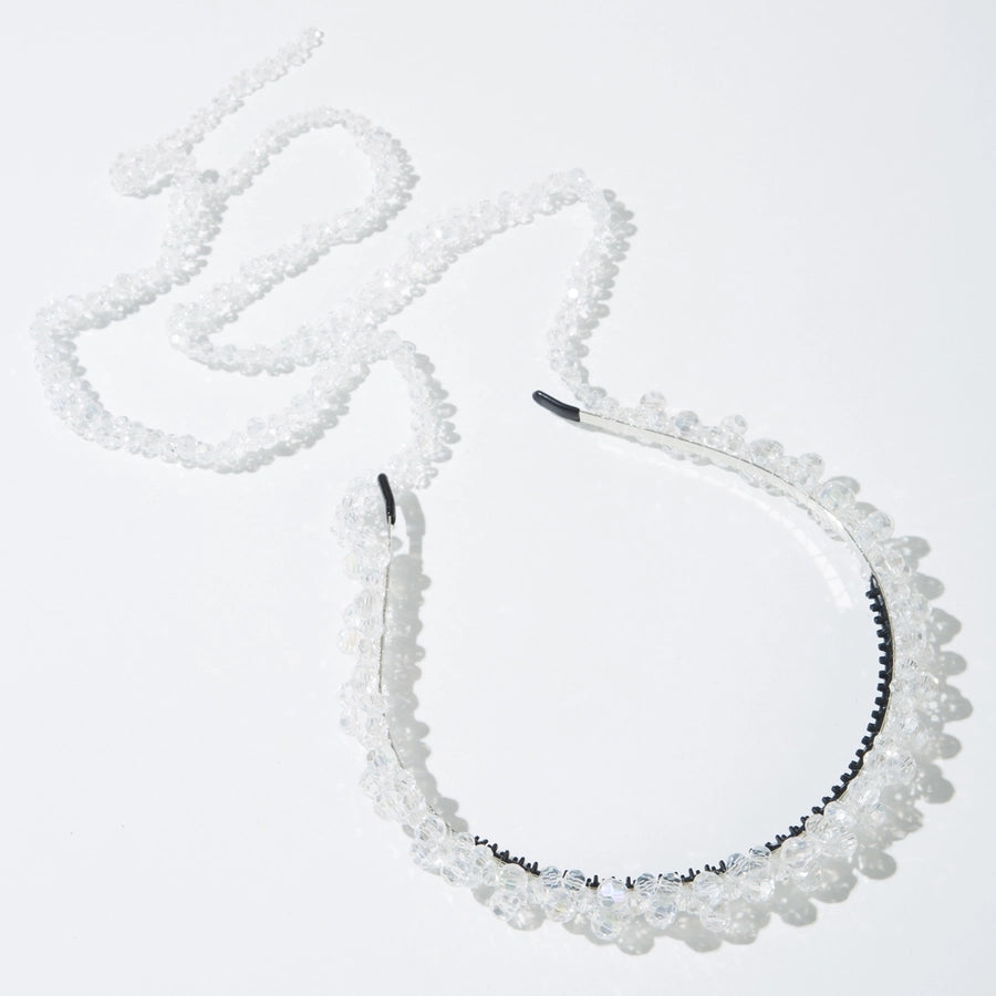 Women's Elegant Luxurious Solid Color Alloy Cloth Inlay Glass Hair Band