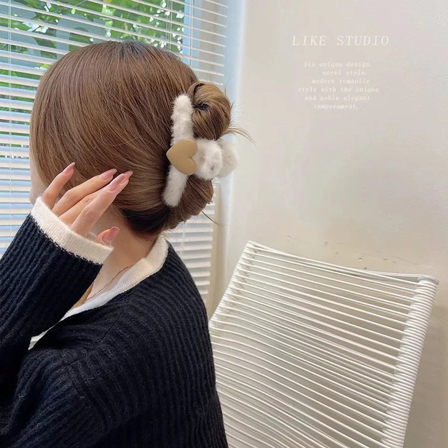 cute simple style solid color cloth hair claws