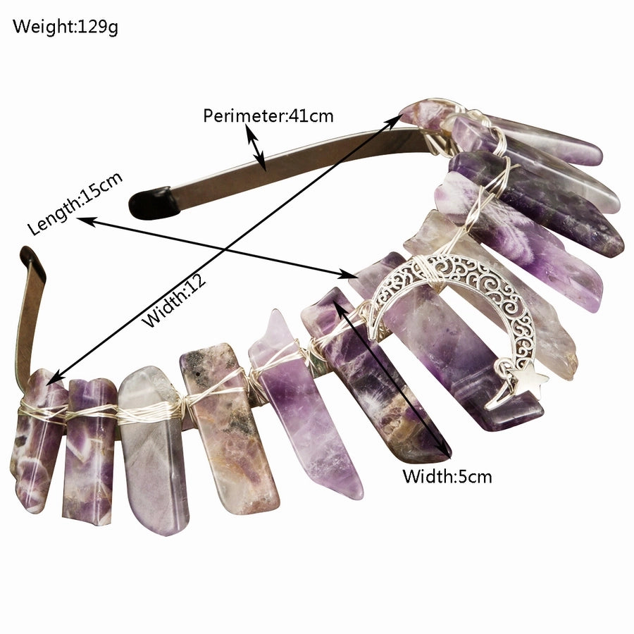 Women's Vintage Style Queen Vacation Moon Alloy natural stone Copper Knitting Hair Band