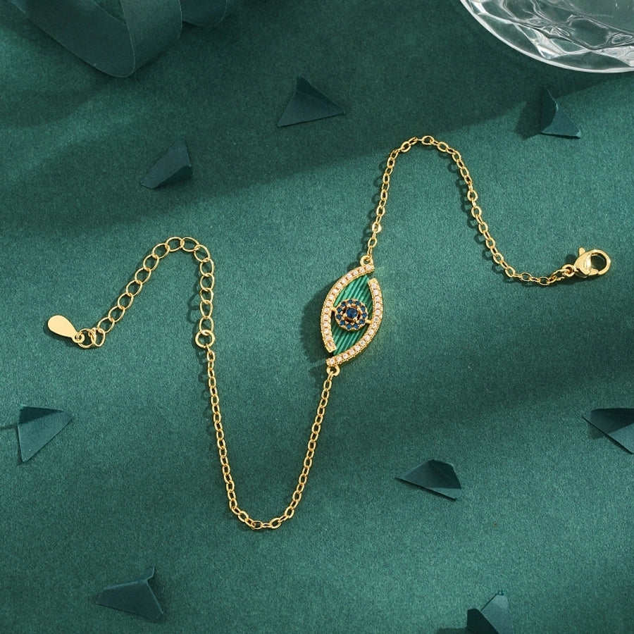 Jewelry Elegant Retro Geometric Copper Zircon 18K Gold Plated Bracelets