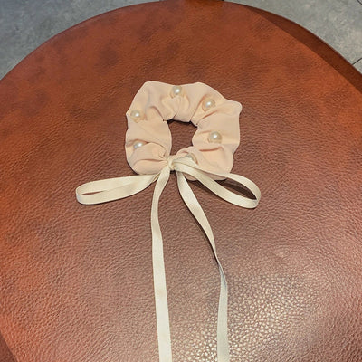 new ins korean style internet influencer pearl ribbon headband bowknot hair ring korean style super fairy adult ribbon hair rope for women