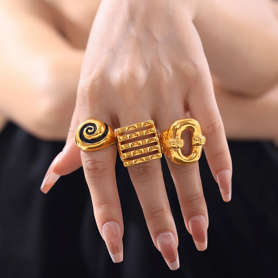 Jewelry Hawaiian Modern Style Circle Heart Shape Titanium Steel Open Rings