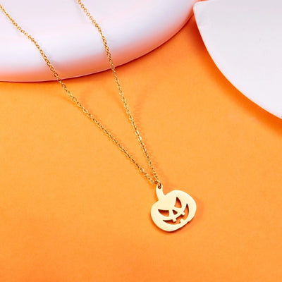 Jewelry Funny Pumpkin ghost Spider 201 Stainless Steel Asymmetrical Hollow Out Pendant Necklace