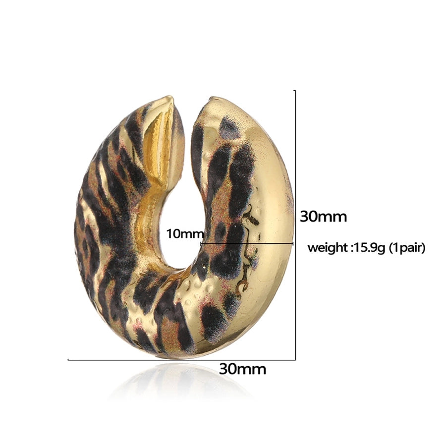 1 Pair Vintage Style C Shape Snake Pattern Leopard Plating Copper 18K Gold Plated Ear Cuffs Ear Studs