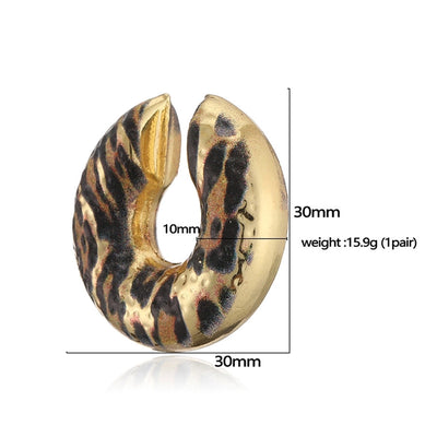 1 Pair Vintage Style C Shape Snake Pattern Leopard Plating Copper 18K Gold Plated Ear Cuffs Ear Studs