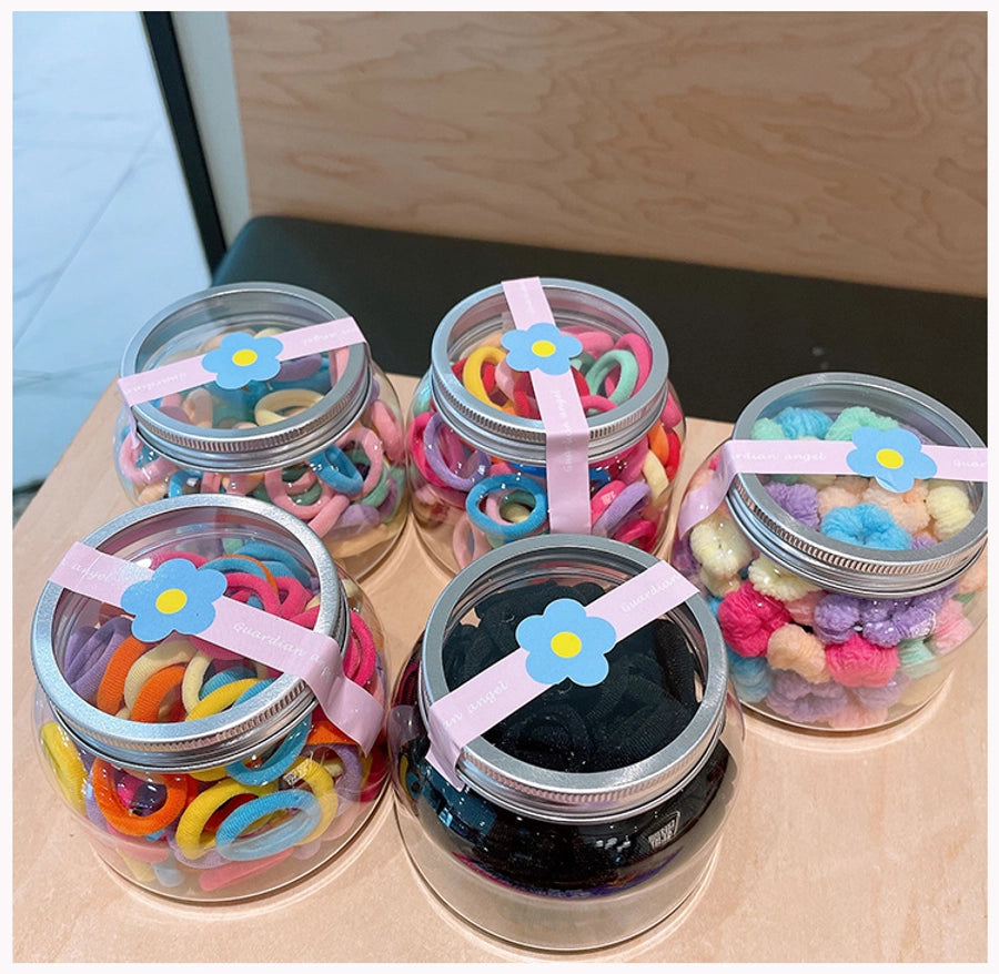 simple style solid color knit contrast collar hair tie