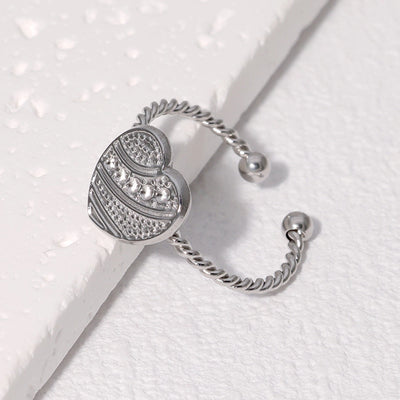 Jewelry Sweet Simple Style IG Style Heart Shape 304 Stainless Steel 18K Gold Plated Stainless Steel Rings