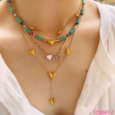 Jewelry Elegant Glam Letter 304 Stainless Steel Zircon 18K Gold Plated Pendant Necklace