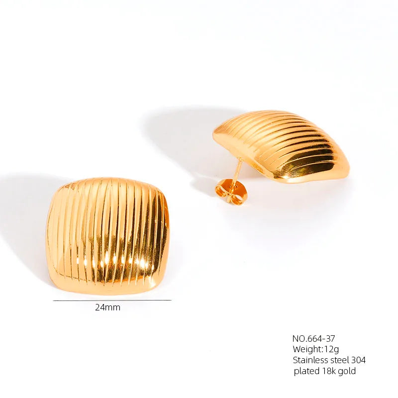 1 Pair Casual Simple Style Classic Style Geometric Square 304 Stainless Steel 18K Gold Plated Imitation Gold  Ear Studs