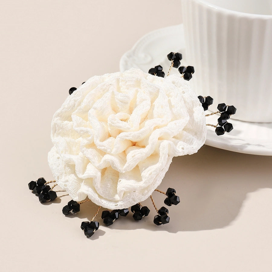 Women's Sweet Solid Color Flower Cloth Flowers Hair Clip