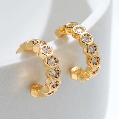 1 Pair Lady Modern Style Shiny Semicircle Inlay Copper Zircon Ear Cuffs