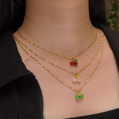 Jewelry Simple Style Commute Cherry 304 Stainless Steel 18K Gold Plated Plating Pendant Necklace