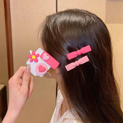 cute heart shape flower resin plating hair clip