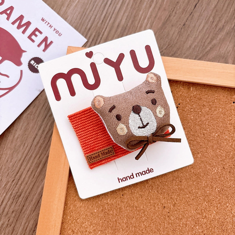 Girl'S Cartoon Style Cute Animal Cloth Hair Clip