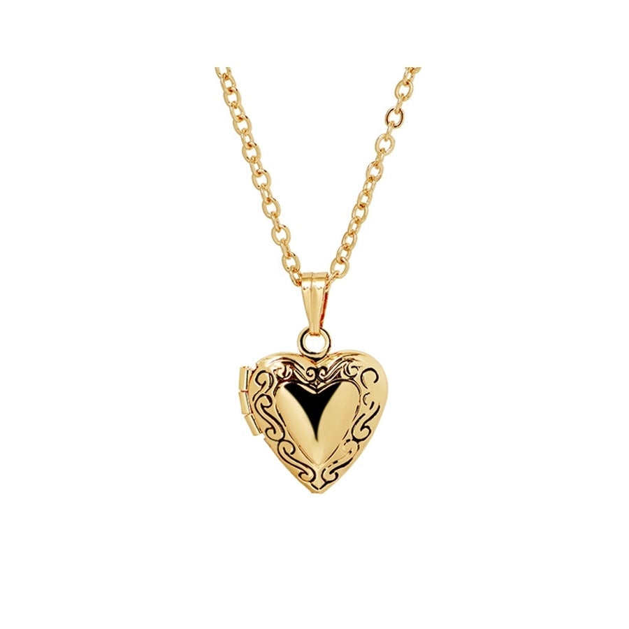 Copper K Gold Plated Rose Gold Plated Silver Plated Plating Heart Shape Locket Necklace