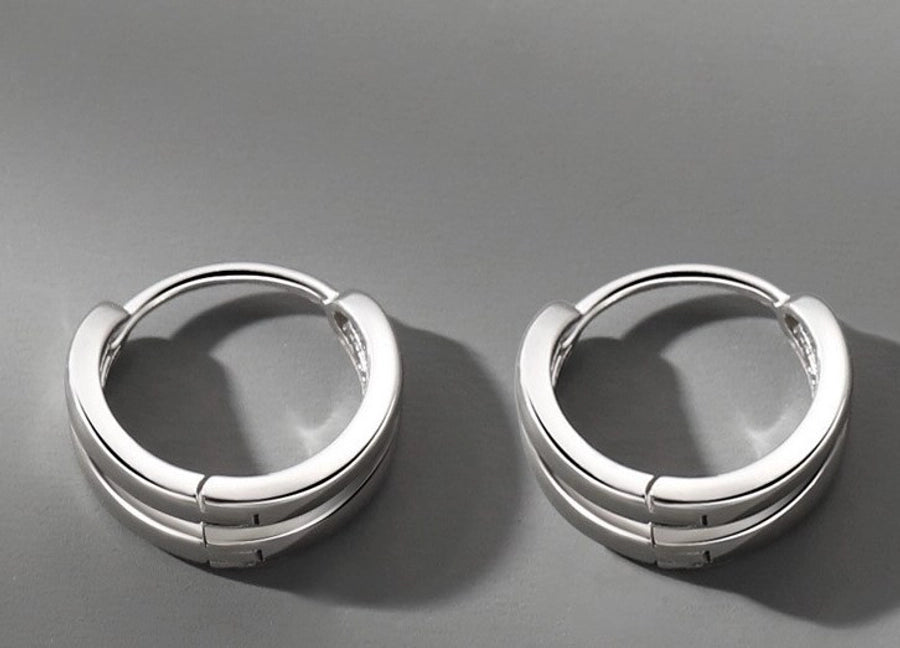 Double-ring earrings men's domineering Fry Street Men's earrings earrings women's  trendy hip-hop punk Ruffian handsome simple