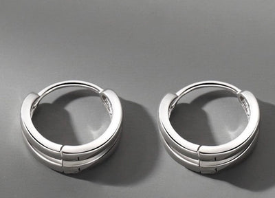 Double-ring earrings men's domineering Fry Street Men's earrings earrings women's  trendy hip-hop punk Ruffian handsome simple