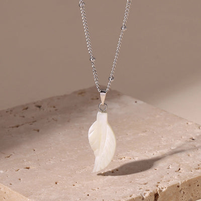 Jewelry Elegant Irregular Leaf 304 Stainless Steel Shell Pendant Necklace
