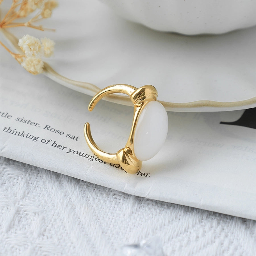 Jewelry Casual Oval 304 Stainless Steel Gem 14K Gold Plated Plating Inlay Rings