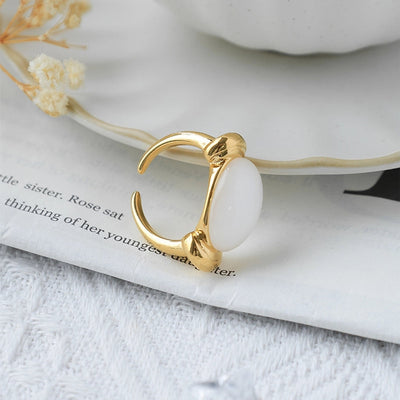 Jewelry Casual Oval 304 Stainless Steel Gem 14K Gold Plated Plating Inlay Rings