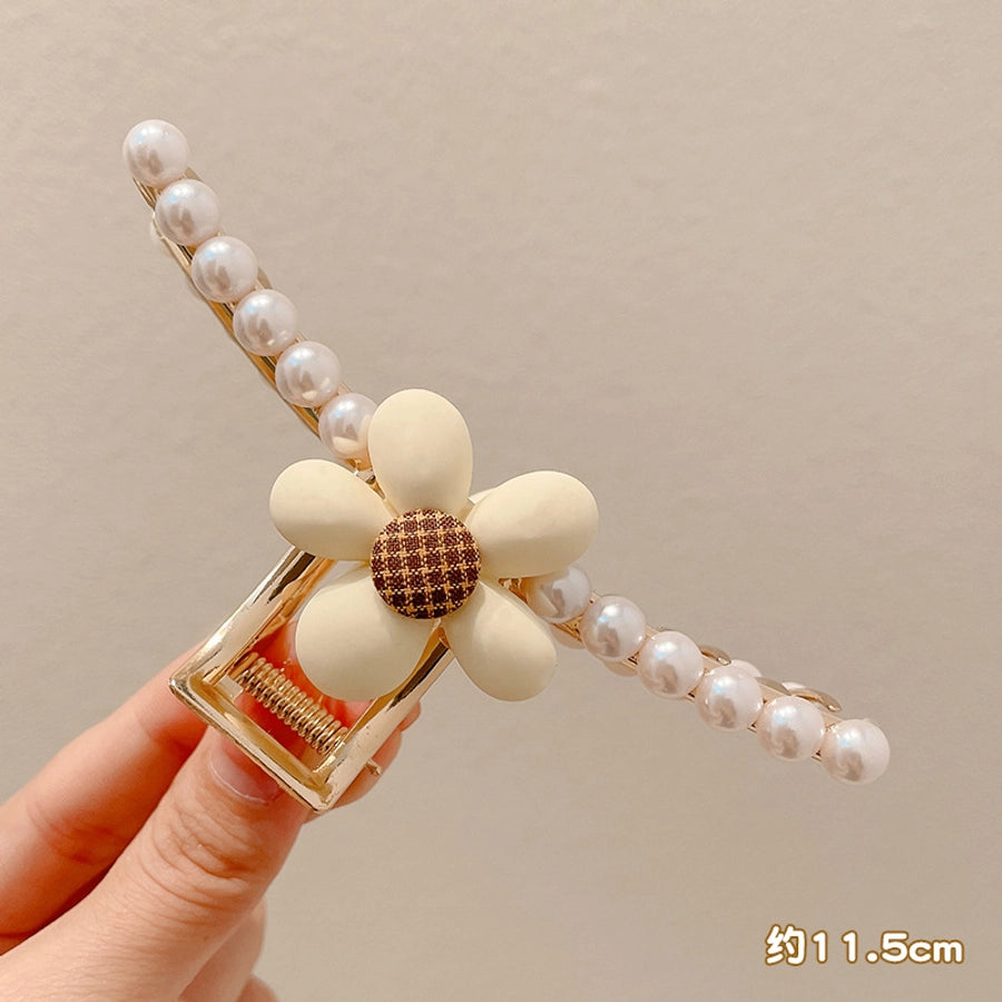 simple style solid color alloy resin hollow out hair claws