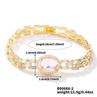 Copper K Gold Plated Inlay Water Droplets Zircon Bracelets