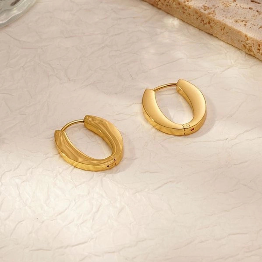 1 Pair Retro Simple Style Solid Color Plating 304 Stainless Steel 18K Gold Plated Earrings