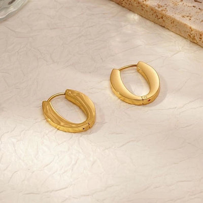 1 Pair Retro Simple Style Solid Color Plating 304 Stainless Steel 18K Gold Plated Earrings
