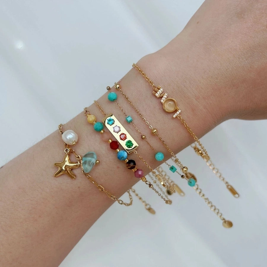 Modern Style Classic Style Love Starfish Heart Shape 304 Stainless Steel natural stone Bracelets In Bulk