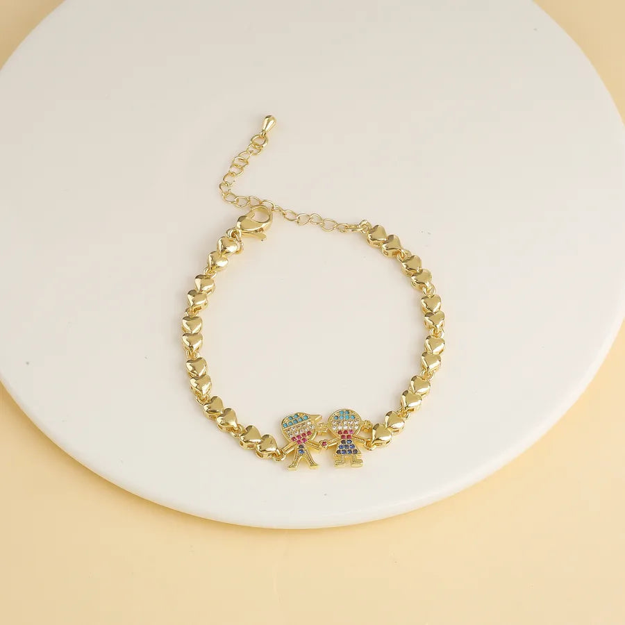 Copper Beaded Chain Plating Cartoon Character Bracelets