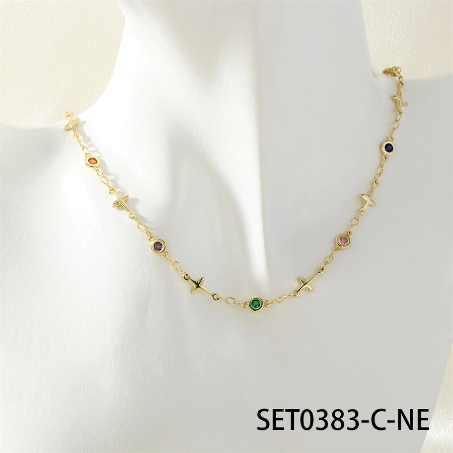 Jewelry IG Style Facial Features Eye  Face Copper Zircon Enamel Inlay Bracelets Necklace