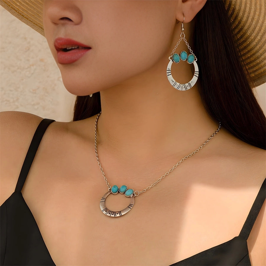 Copper Water Droplets Eye Rhombus Jewelry Set