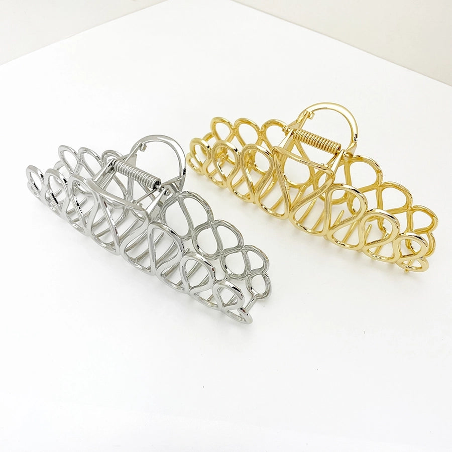 Women's Elegant Simple Style Solid Color Alloy Hollow Out Hair Claws