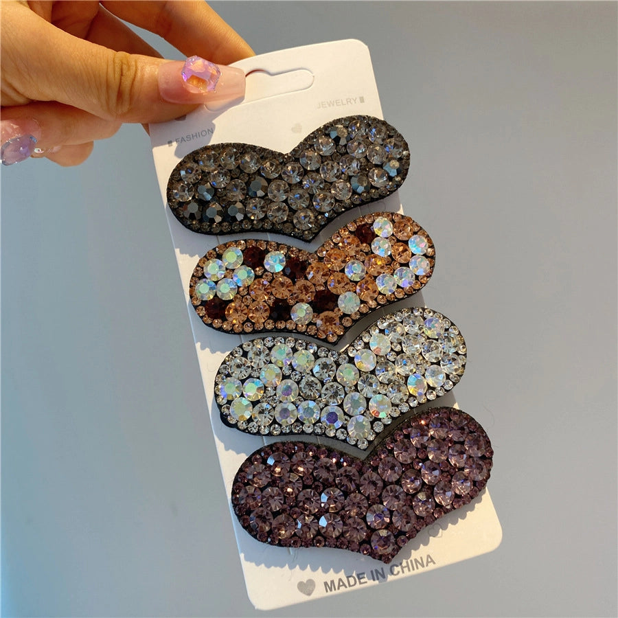 retro heart shape plastic resin inlay rhinestones hair clip