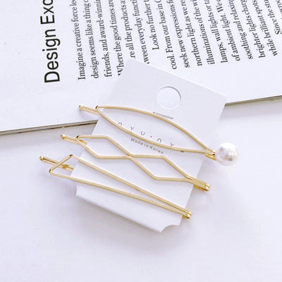 fashion geometric alloy plating artificial pearls hair clip 1 set