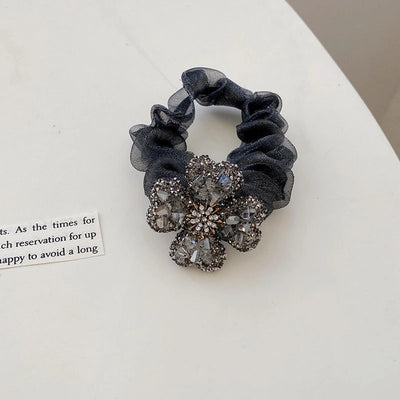 fashion bow knot cloth handmade rhinestones hair tie 1 piece